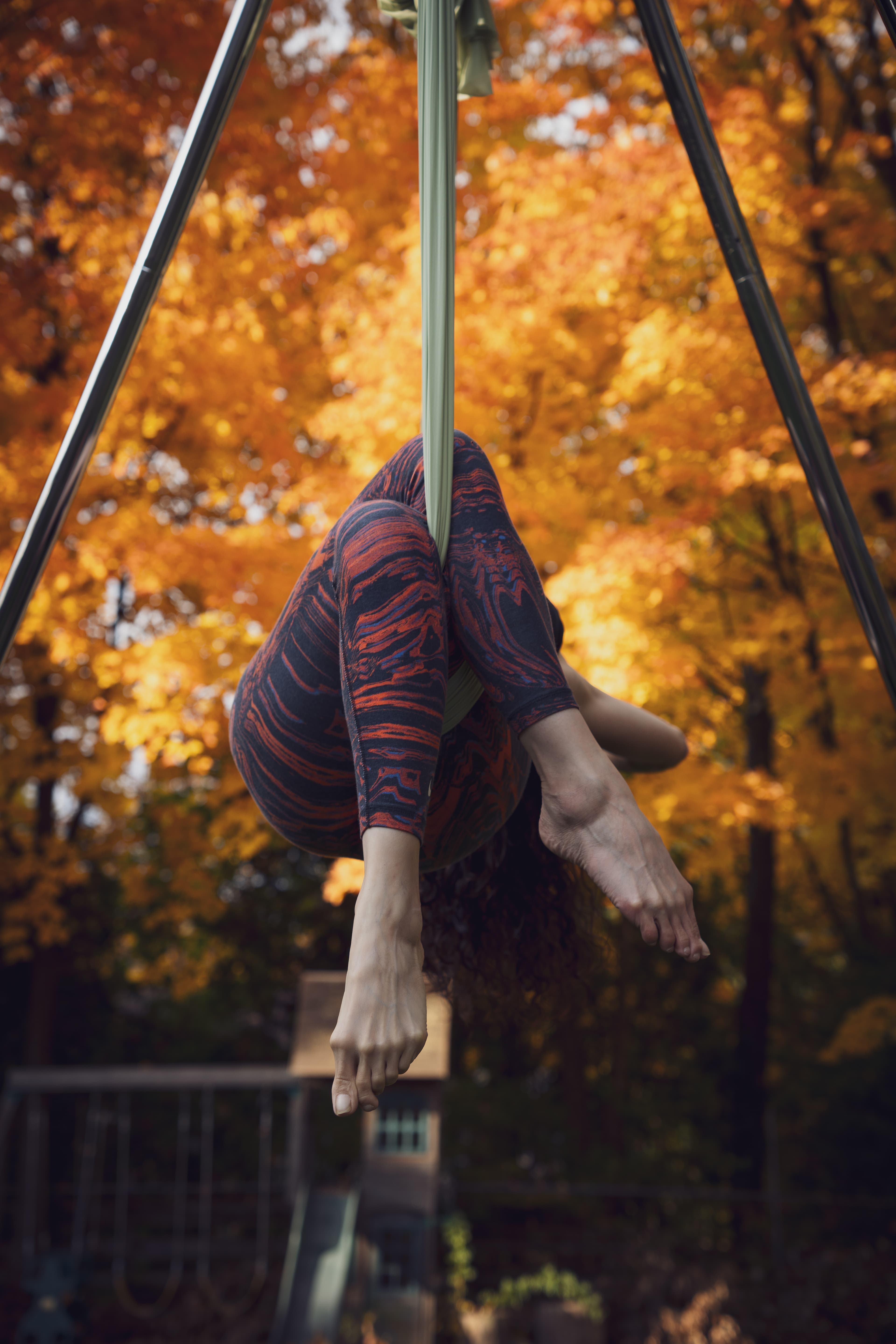 Aerial practice in the silks